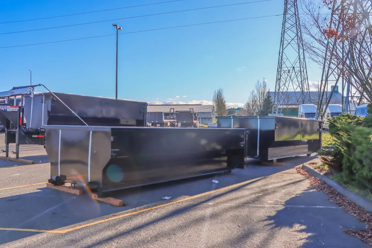 Roll-off dumpster ready for waste disposal at job site for 4 Yard Dumpster Rental in St. Helena